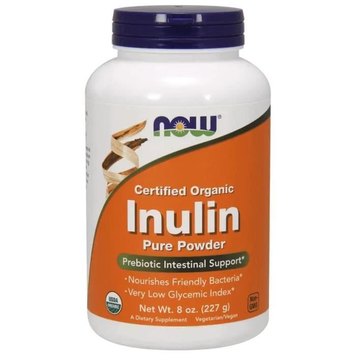 NOW FOODS Organic Inulin Pure Powder (Poudre pure d'inuline biologique, Soutien intestinal) 227g