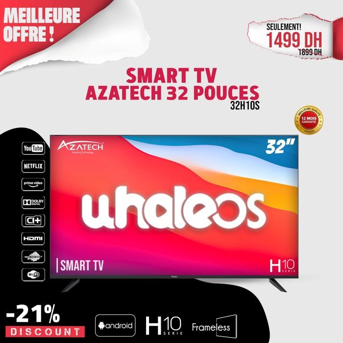 Smart Téléviseur 32" SMART TV 32H10S FRAMELESS