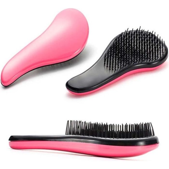 Brosse à cheveux magique ultra-démêlante pour tous types de cheveux rose