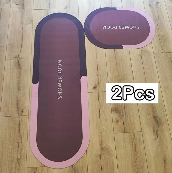 Tapis 2 Pcs En Silicone de bain antidérapant, à séchage rapide, absorbant