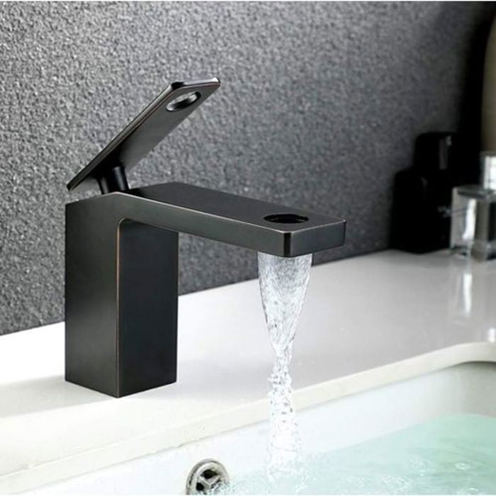 Robinet mitigeur - Haute Gamme - Noir - Laiton - Design moderne - Finition sans taches