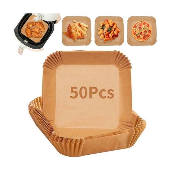 Papier pour friteuse à air carré 50 pièces, papier antiadhésif pour air fryer