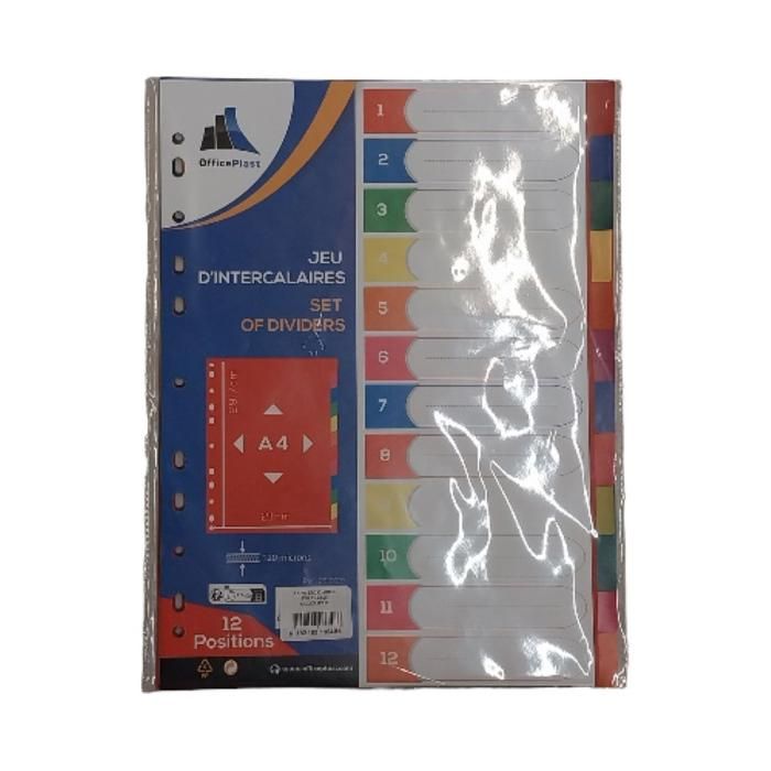 12 INTERCALAIRES POLYPRO COULEUR