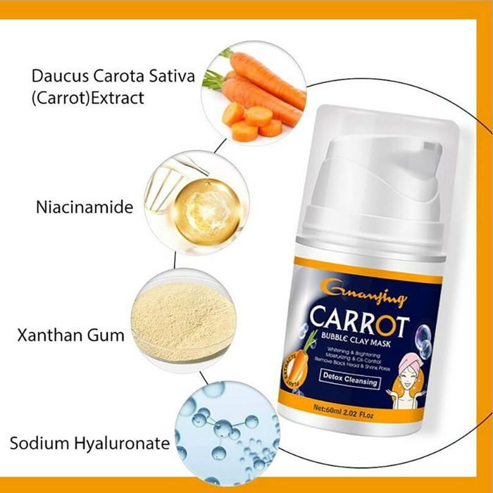 Masque facial à bulles de carotte YiFudd Hydrate,