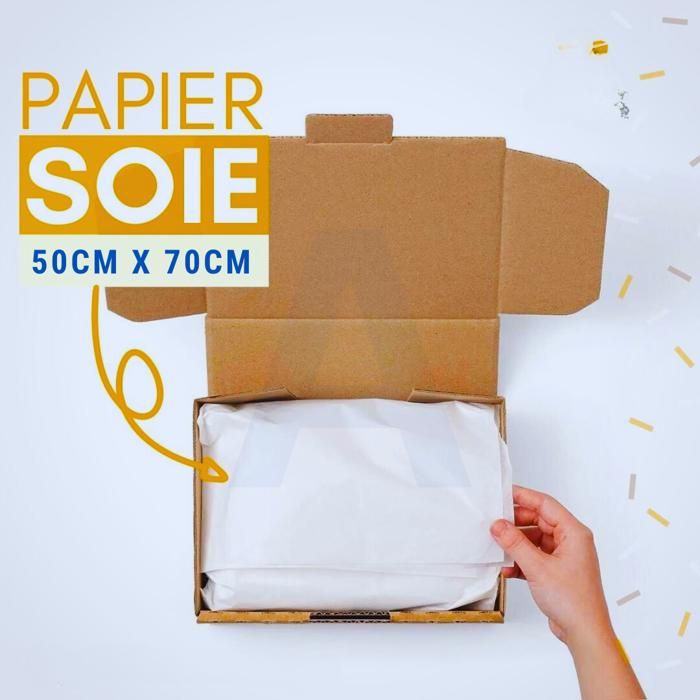 25 feuilles papier de SOIE Blanc 51x70CM