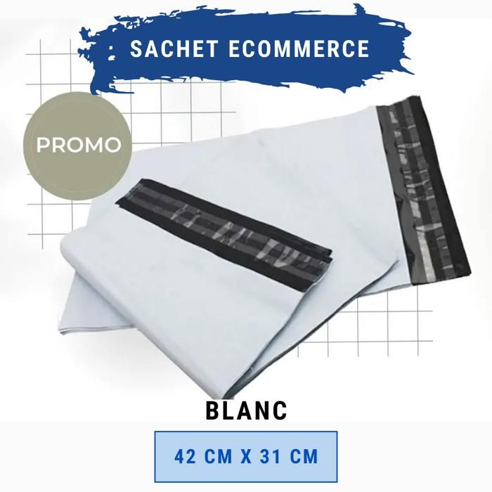 50 Sachet e-commerce Blanc 42 Cm x 31 Cm