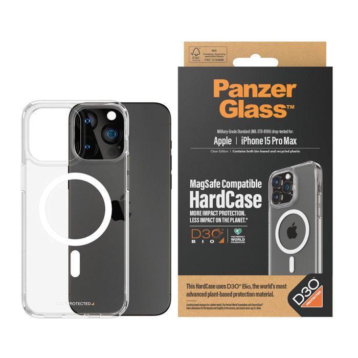 Coque - PanzerGlass - HardCase - Compatible MagSafe - iPhone 15 Pro Max - D3O Transparent