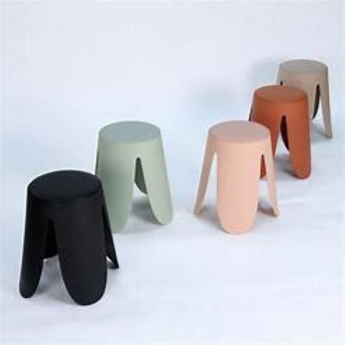 TABOURET ROND 43*43*46 BLEU-JAUNE-BLEU SEMI CUIR