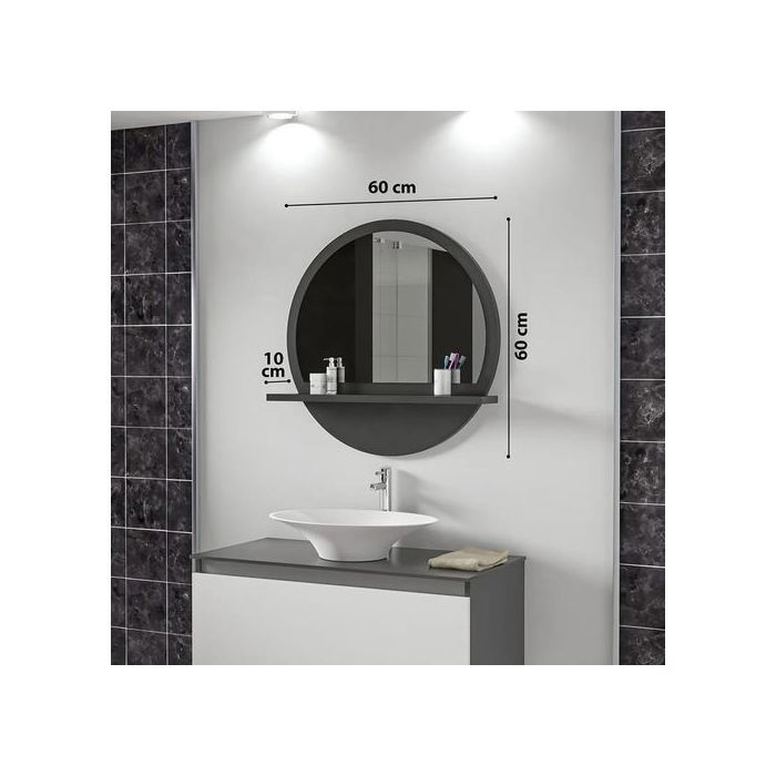 Miroir  de salle de bain moderne avec étagères 60-60cm