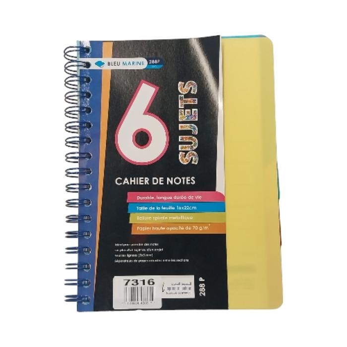 CAHIER UNI 6 SUJETS A5 5X5 240P COVER EN POLYPRO