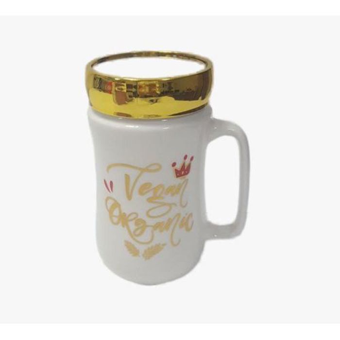 Élégante Tasse à Café Céramique Style Imprimé et Couvercle Miroir