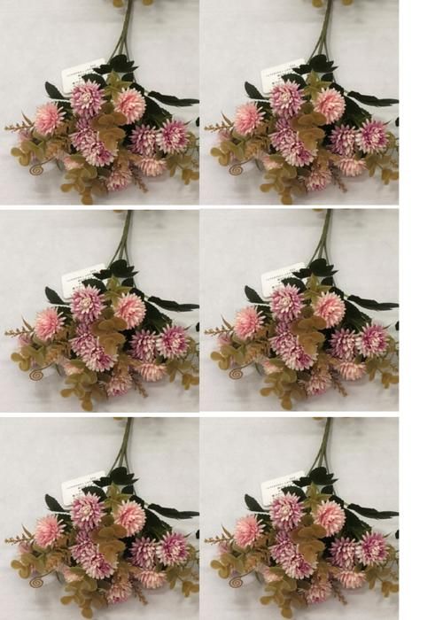 6 bouquets de fleurs artificielles couleur rose.