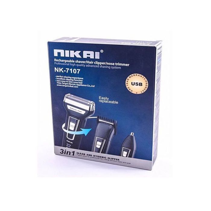 Nikai Tondeuse à cheveux 3 en 1 rechargeable hommes rasoir électrique nez barbe