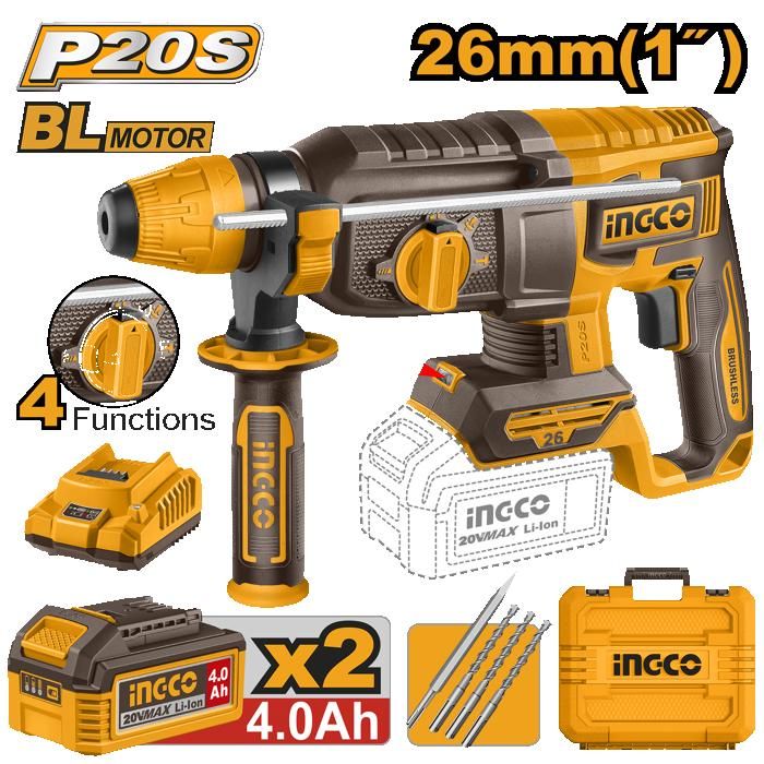 INGCO - Marteau perforateur SDS Plus 20V 28mm+6access
