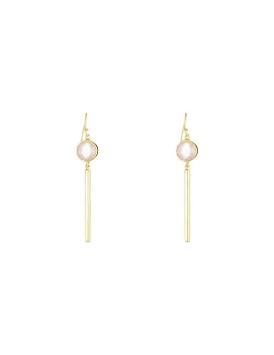 Boucles d'oreilles - MOONSTONE - Solange - Quartz Rose - Laiton - Fermoir Crochet