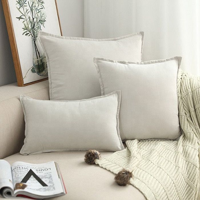 Coussins - Non spécifié - Lot de 3 - Coton uni - 50x50 cm, 40x40 cm, 35x45 cm - Confort optimal