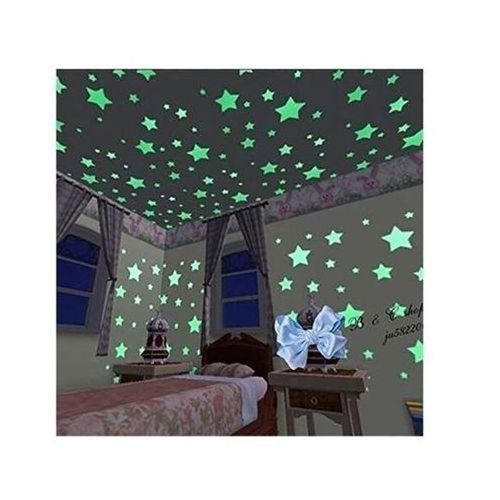 Autocollant Mural - As Seen On Tv - 100pcs Étoiles Phosphorescentes - Vert - Décoration Chambre - Enfant