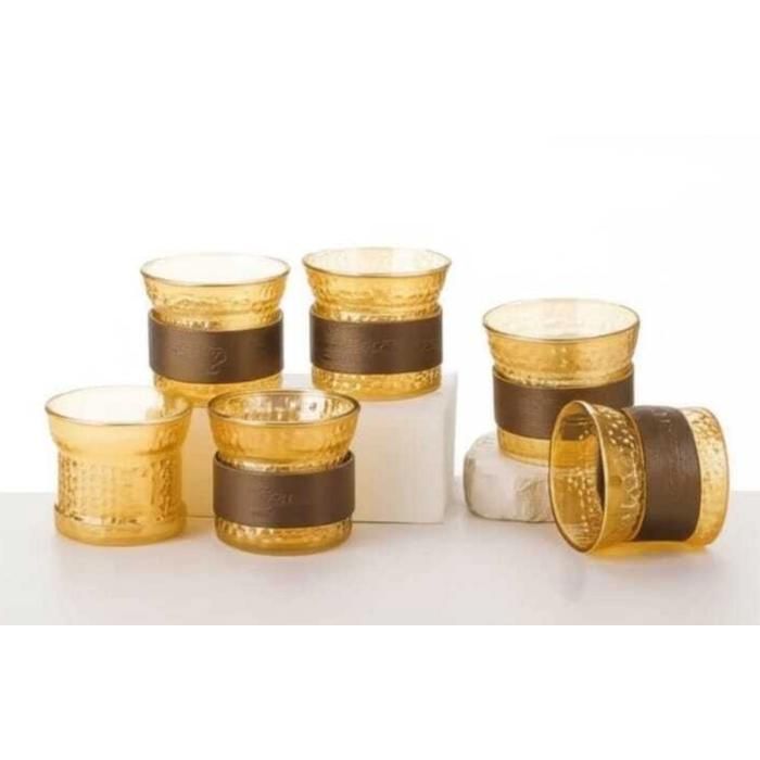 6 tasses à cafés-jus -sodas 180ml couleur beige ambree  185ML