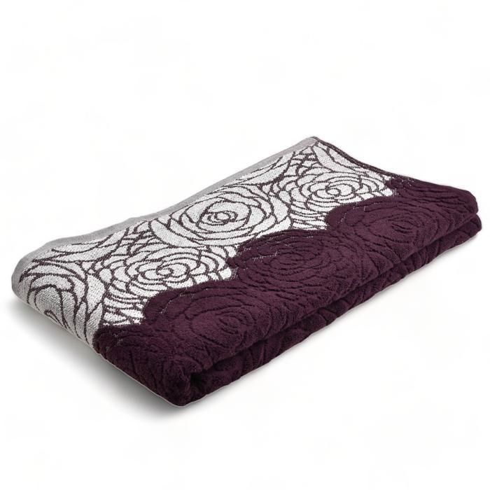 Serviette - Jacquard Bordeaux - 100x150 cm - 550 g - Douceur et absorption maximales