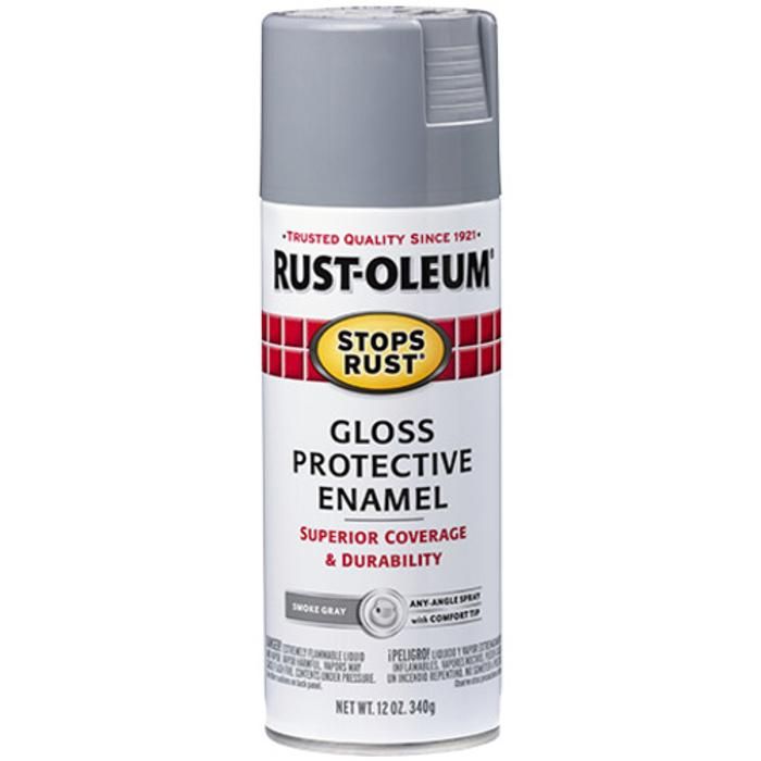 Peinture Rust Oleum gris fumée brillant 340gr Revêtement résistant aux intempéries