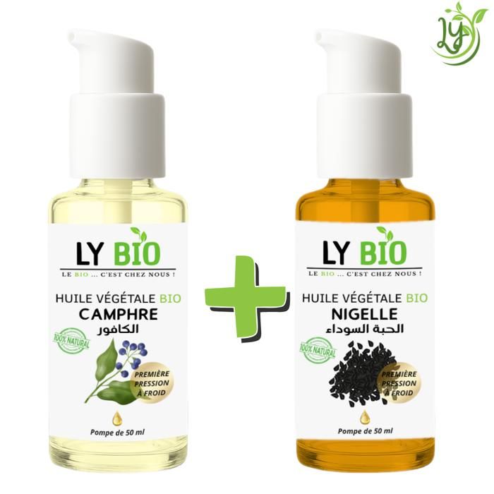 Pack d'huiles - LYBIO - Huile camphrée et huile de nigelle - 50ml - Nourrissant - Mixte