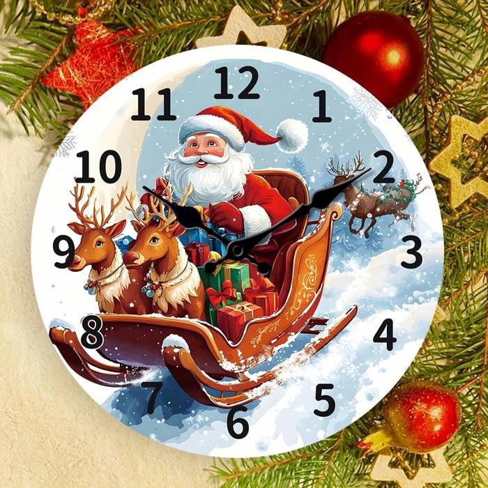 Horloge Murale en Bois Noël & Parfaite pour Salon, Cuisine, Décoration de Chambre