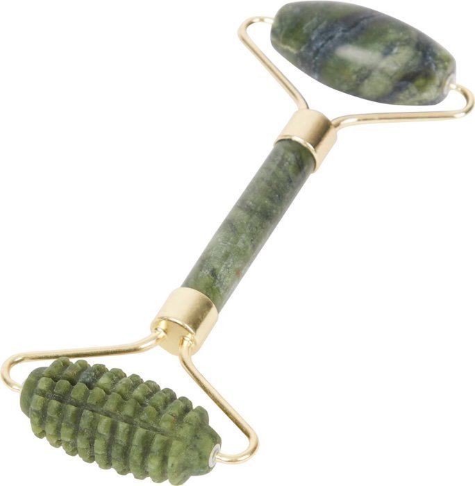 Rouleau de massage du visage - Amhal - Jade Roller - Pierre de jade 100% naturelle - 2 côtés - Anti-enflure
