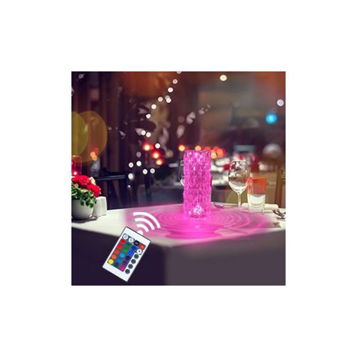 Lampe de Table en Cristal,Lampe Nuit Tactile avec 16 Couleurs Changeantes,4 Modes de Réglage