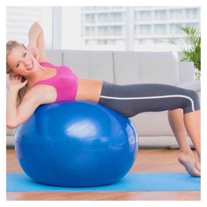 Ballon de gymnastique - FAFA - 65 cm - Anti-éclatement - Charge jusqu'à 160 KG - Bleu