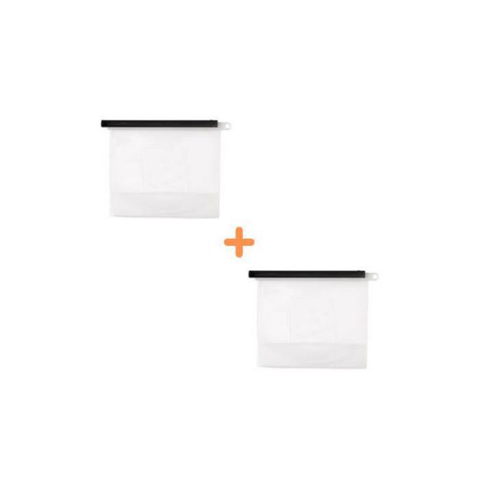 "Pack 2 Sacs Conservation Alimentaire Blanc 1.5 L + 3 Couvercles Offerts - Silicone -