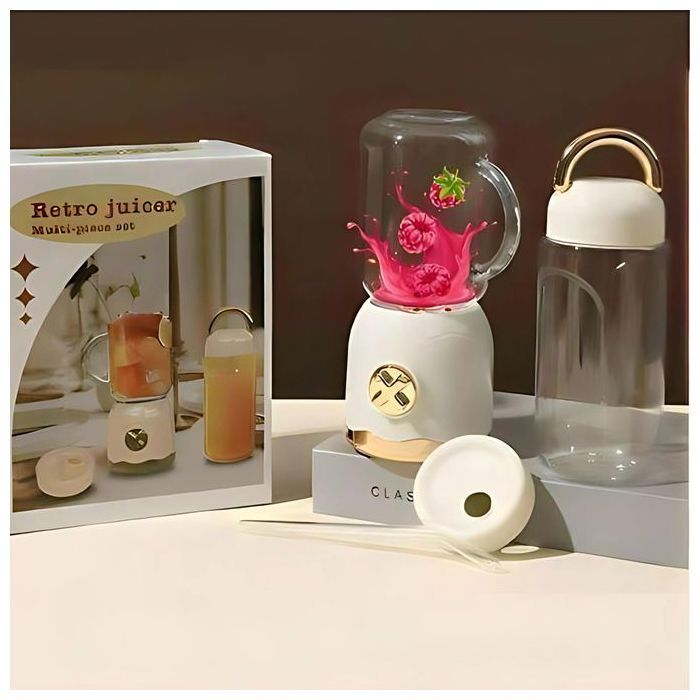 Mixeur rechargeable avec bouteilles et paille, Mini mixeur rechargeable, couleur aléatoir