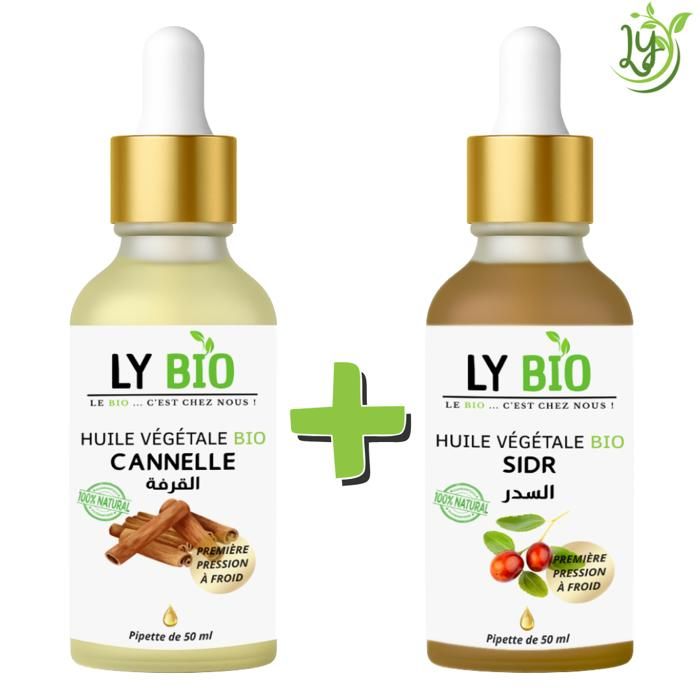 Pack Huile - LYBIO - Cannelle 50ml - Pipette - Sidr 50ml - Pipette - Soin Cheveux