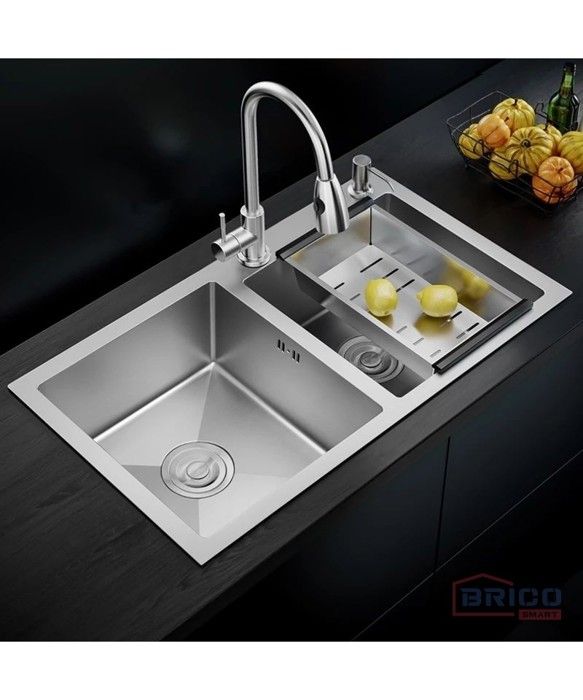 EVIER INOX 78*43 INOX DOUBLE FERRI