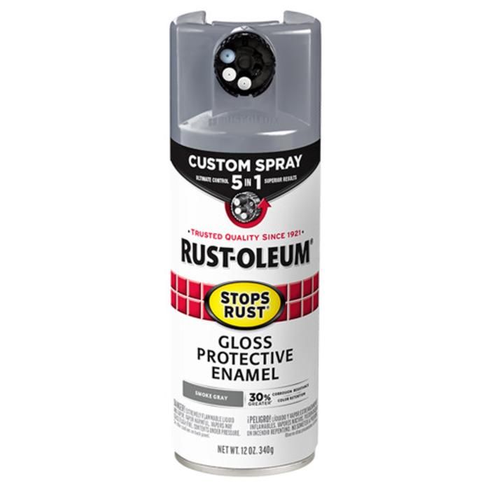 Peinture Rust Oleum Gris Fumée brillant ( 5 in 1) 340gr Revêtement résistant aux intempéries