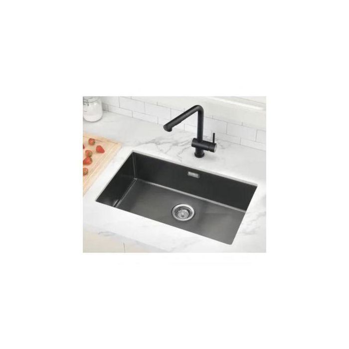 Evier de cuisine - Inox - 50X45 - Noir - Rectangulaire - 1 bac