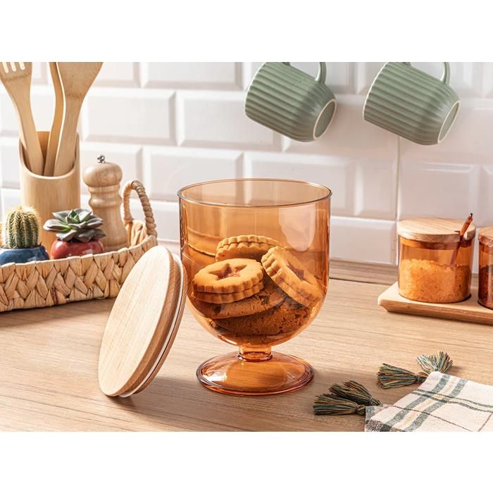 Coffret de rangement avec pied et couvercle en bois – 800 ml