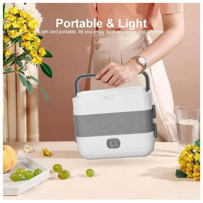 Lunch box chauffante électrique multicouche Boîte à lunch électrique portable avec compartiments en acier inoxydable