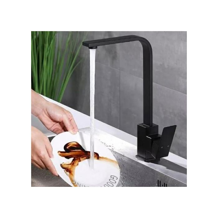 mitigeur cuisine avec bec flexible rotatif, ROBINET CUISINE NOIR