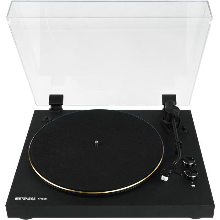 Retekess TR639 Vinylspelare Bluetooth, Spelare med 2 hastigheter 33/45 varv/min, Ljudinspelning, Hi-Fi-system för vardagsrum