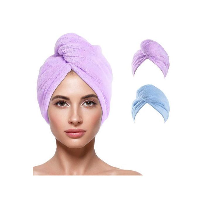 2 pcs de Serviettes en microfibre pour cheveux pour femmes