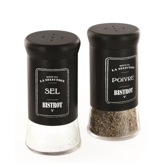Salière et poivrière verre et inox