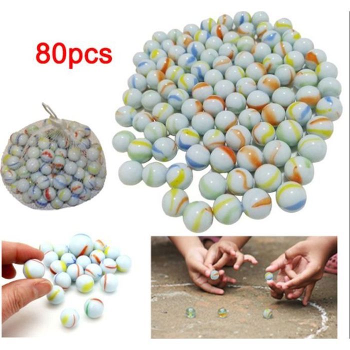 80 billes de verre en plein air, jeux de divertissement, pierres de marbre boule