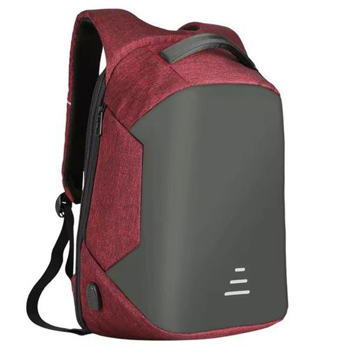 Sac à Dos Anti-Vol - ELBAKKALI TECH - Modèle Rouge - Port de Charge USB - Unisexe - 15,6 pouces