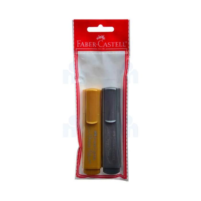 Surligneur - FABER-CASTELL - Doré et Argenté - Pointe biseautée - 2 surligneurs - Opaque