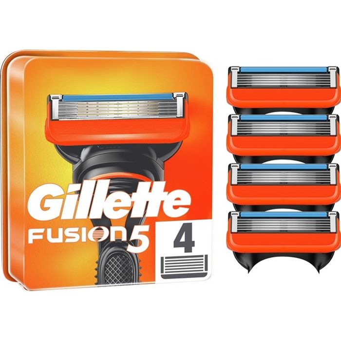 Lames de rasoir - Gillette - Fusion 5 - 4 unités - Anti-friction - Confortable - Pour tous types de peau
