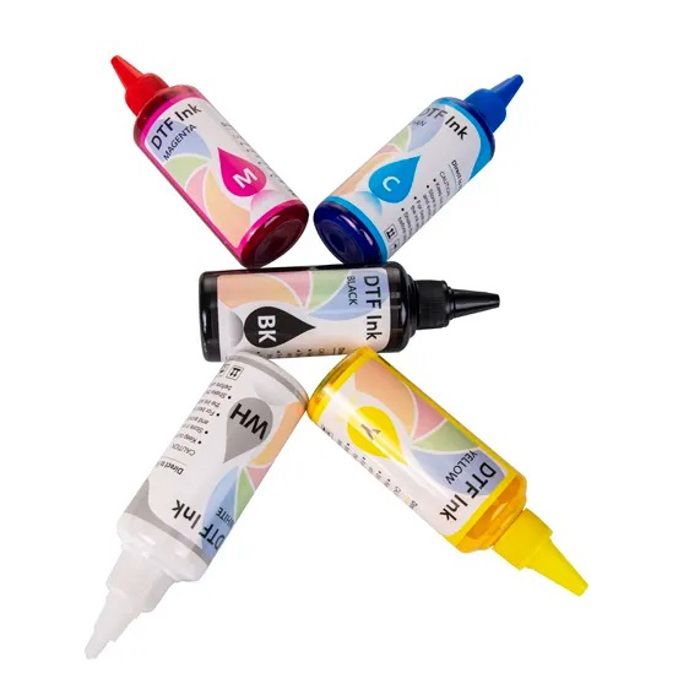 Encre DTF - Epson - 5 bouteilles - 100 ml - Multi-couleurs - Transfert thermique textile