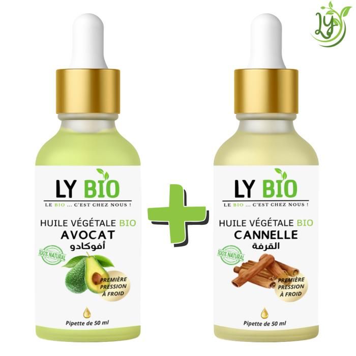 LYBIO PACK HUILE AVOCAT 50ML - PIPETTE + HUILE CANNELLE 50ML - PIPETTE