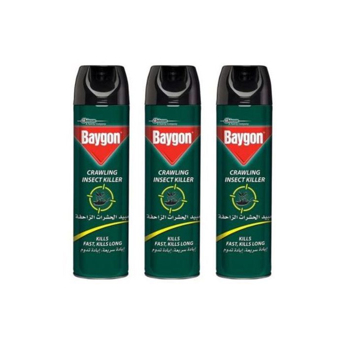Baygon Aérosol Insectes Rampants, Cafards et Fourmis, 450ml, Insecticide 3pcs