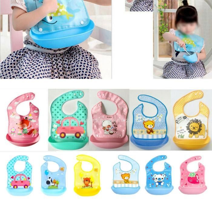 Bavoirs lavables en silicone imperméable pour bébé (Couleur aléatoire)