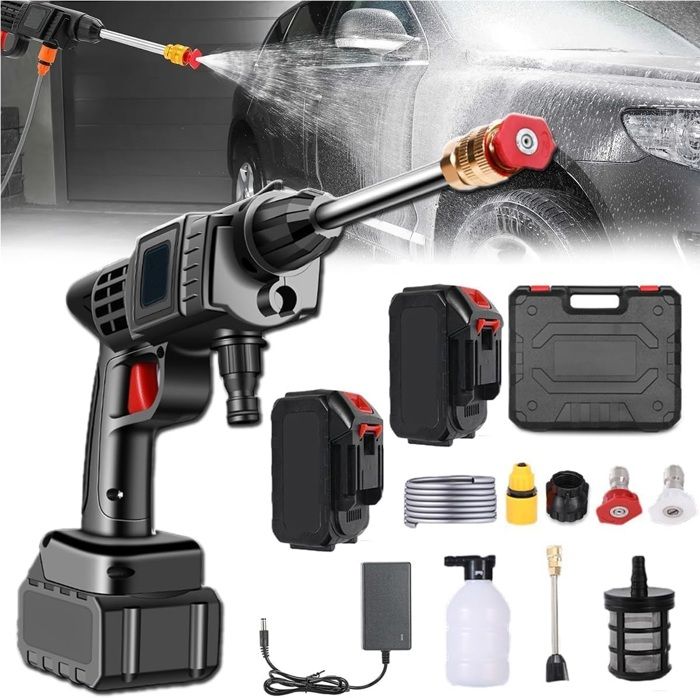 Pistolet Lavage Voiture sans Fil - Nettoyeur Haute Pression avec 2 Batteries Lithium 48V
